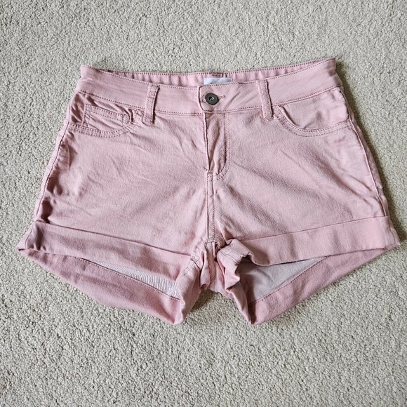 Ardene Pants - High waisted pink stretchy cuffed shorts
